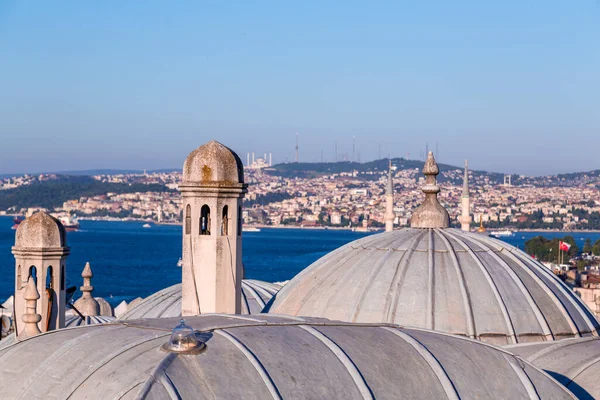 Panoramic Cityscape Istanbul Suleymaniye Mosque Overlooking Golden Horn Halic European — Stock Photo, Image