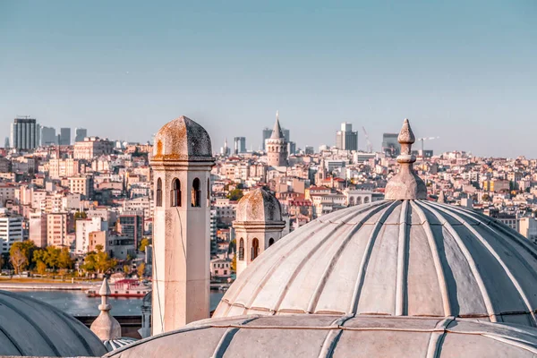 Cidade Panorâmica Istambul Partir Mesquita Suleymaniye Com Vista Para Corno — Fotografia de Stock