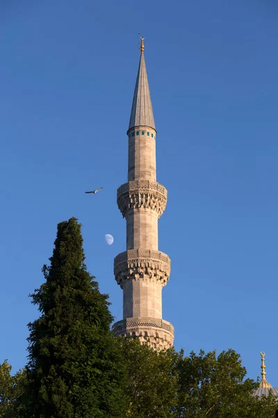 Minaretes Mezquita Suleymaniye Contra Cielo Azul Con Luz Cálida Tarde —  Fotos de Stock