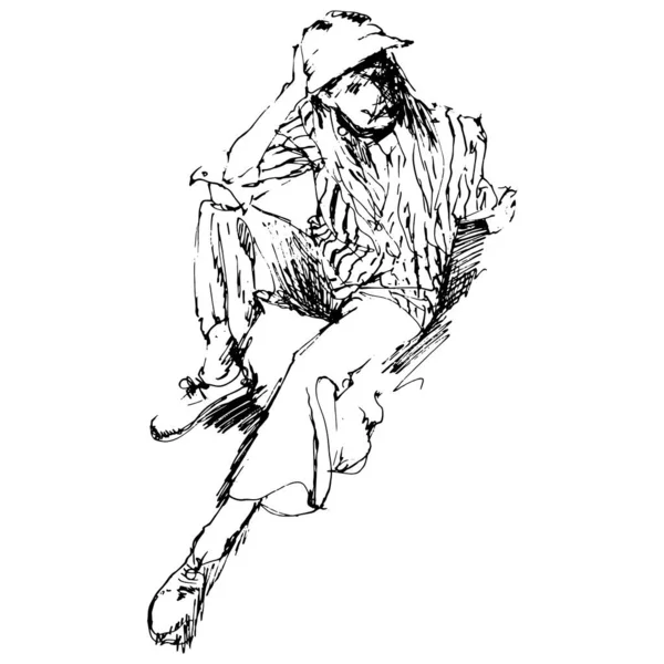 Vector Free Hand Drawing Εικονογράφηση Μιας Γυναίκας Μόδα Και Ομορφιά — Διανυσματικό Αρχείο