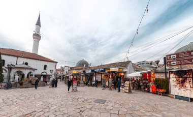 Skopje, North Macedonia - 7 FEB 2024: The Old Bazaar, also known as Turkish Bazaar is a bazaar located in Skopje, situated on the eastern bank of the Vardar River. clipart