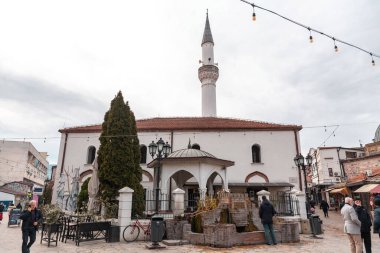 Skopje, North Macedonia - 7 FEB 2024: Murat Pasha Mosque, Murat Paa Camii in Turkish, is an Ottoman era mosque located in the Old Bazaar of Skopje, North Macedonia. clipart
