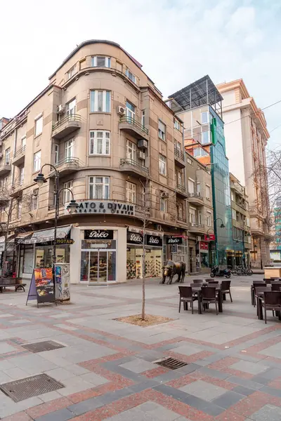 Skopje Macédoine Nord Février 2024 Scène Urbaine Vue Sur Rue — Photo