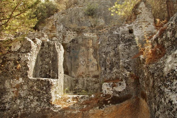 Las Antiguas Ruinas Del Casco Antiguo Cerca Fethiye Turquía —  Fotos de Stock