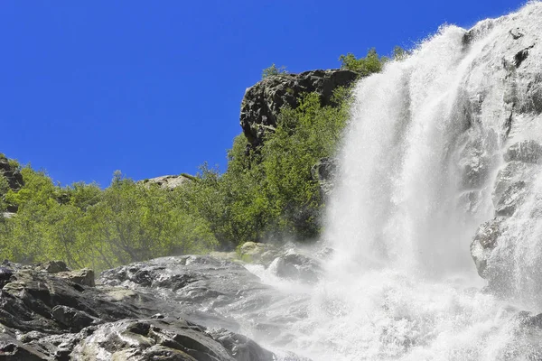 Cachoeira Alibeque Montanhas Dombay Paisagens Montanhosas Norte Cáucaso — Fotografia de Stock