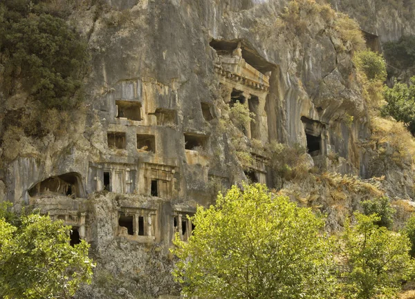 Das Antike Lykische Grabgebäude Felsen Bei Fethiye Türkei — Stockfoto
