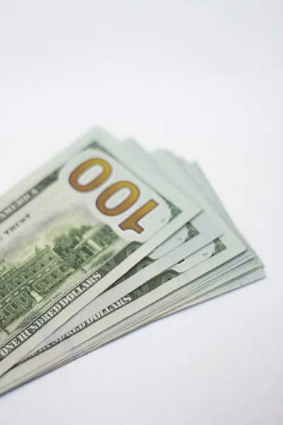 Montones Papel 100 Dólares Sobre Fondo Blanco —  Fotos de Stock