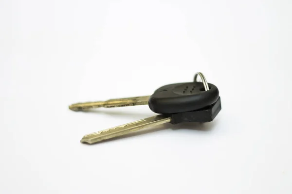 Black Car Key Block Key Isolated White Background Clipping Path — Stock Photo, Image