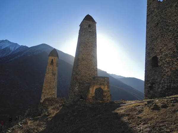 Anciennes Tours Ingouchie Architecture Antique Ruines Caucase Nord Fédération Russie — Photo