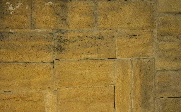 Rustikal Gelb Alt Grunge Ziegelsteinwand Stein Vintage Textur Hintergrund Horisontale — Stockfoto