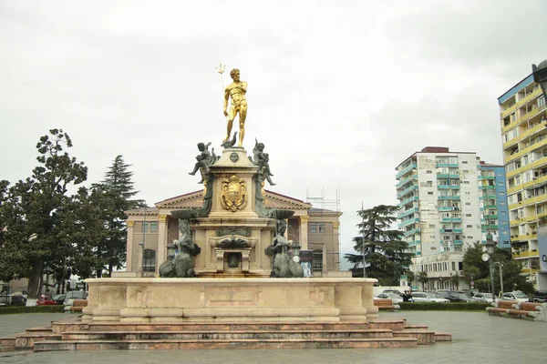 Golden Monument Neptune Fountain Center Batumi Theather Square Georgia — Stock Photo, Image