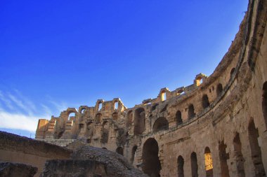 El Jem Tunus Coliseum içinde. Kuzey Afrika'da Antik Amfitiyatro