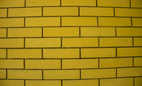 Yellow Old Grunge Brick Wall Stone Modern Texture Background Horisontal — Stock Photo, Image