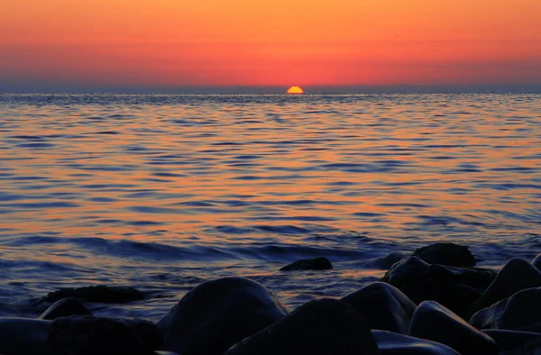 Coucher Soleil Sur Mer Soirée Bord Mer Mer Noire Bord — Photo