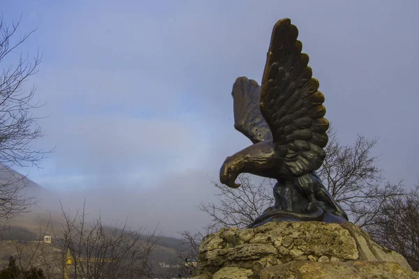 Arpa Águila Eolo Pyatigorsk Emblemas Monumentos Del Cáucaso Septentrional Federación —  Fotos de Stock