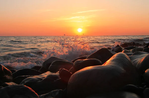 Sunset Over The Sea. Evening. Black sea seaside