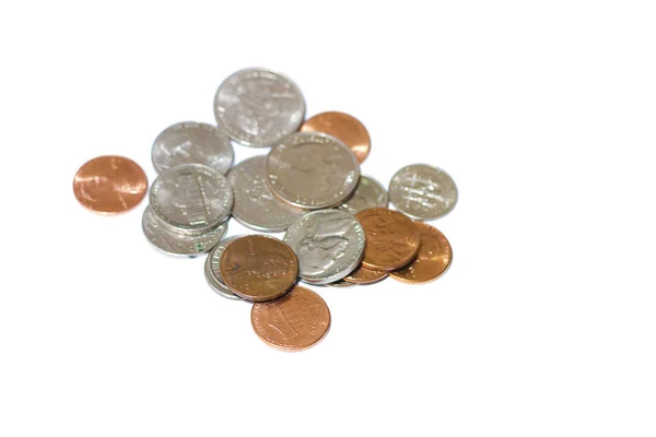 Different coins of USA isolated on the white background — Stock Photo, Image