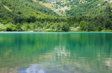 Baduk dağı Teberda ve Dombai 'nin yeşil gölü, Rusya Federasyonu' nun güneyi.