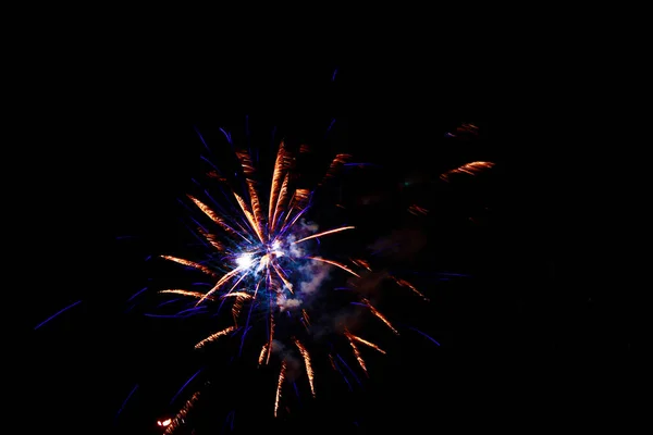 Celebration Multi Colored Firework Flashing Black Night Sky Background — Stock Photo, Image