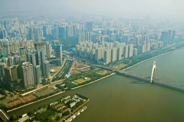 Miasto Guangzhou Widok Rzekę Pearl Okien Wieży Canton — Zdjęcie stockowe