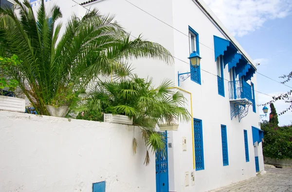 Cidade Design Branco Azul Sidi Bou Said Tunísia Norte África — Fotografia de Stock