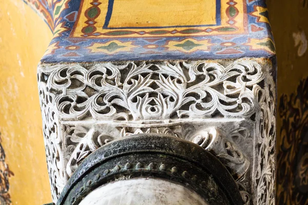 Stambuł Turcja Maja 2018 Wystrój Kolumna Hagia Sophia Cathedral Bazylika — Zdjęcie stockowe