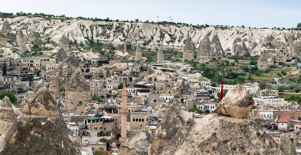 Podróż Turcji Panoramę Miasta Göreme Kapadocji Wiosnę — Zdjęcie stockowe