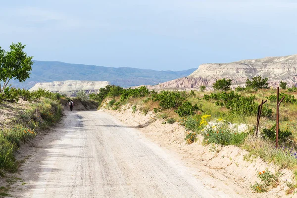 Travel Turkey Country Road Goreme National Park Cappadocia Sunny Spring — Stock Photo, Image