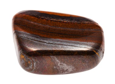 doğal kaya örnek - cilalı Jaspillite (Jaspilite, Taconite Jasper) değerli taş Avustralya'dan beyaz arka plan üzerinde izole makro çekim