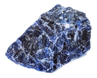 macro shooting of natural rock specimen - raw Sodalite gemstone isolated on white background clipart