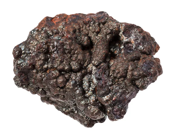 Macroripresa Campione Roccia Naturale Pietra Grezza Goethite Isolata Sfondo Bianco — Foto Stock