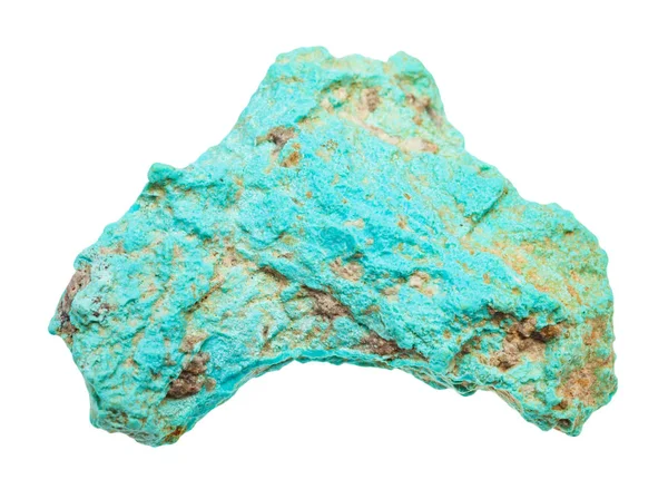 Macro Shooting Natural Rock Specimen Rough Turquoise Gemstone Isolated White — Stock Photo, Image