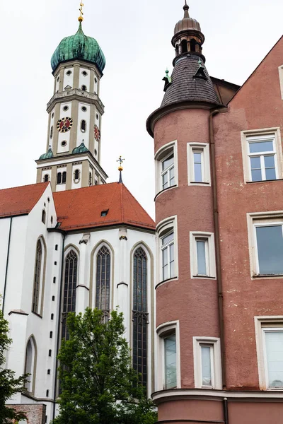 Cestování Německa Ulrich Afra Church Městský Dům Městě Augsburg Zamračených — Stock fotografie