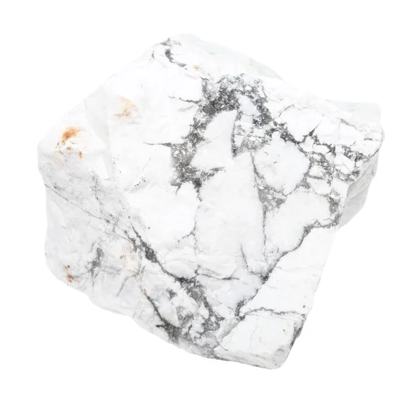 Macrofotografía Del Espécimen Roca Natural Gemas Howlite Turquesa Blanca Bruto —  Fotos de Stock