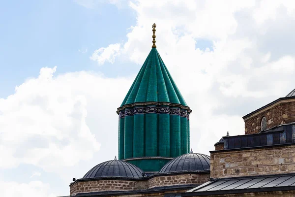 Cestování Turecka Zelené Kopule Střecha Svatyně Jalal Dín Mohamed Rumi — Stock fotografie