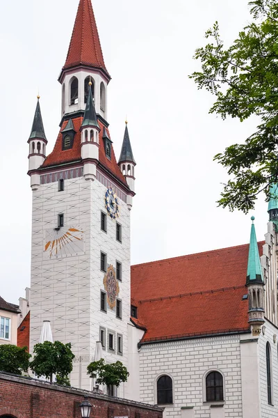 Almanya Vizesi Eski Marienplatz Münih Şehir Üzerinde Belediye Binası Alte — Stok fotoğraf