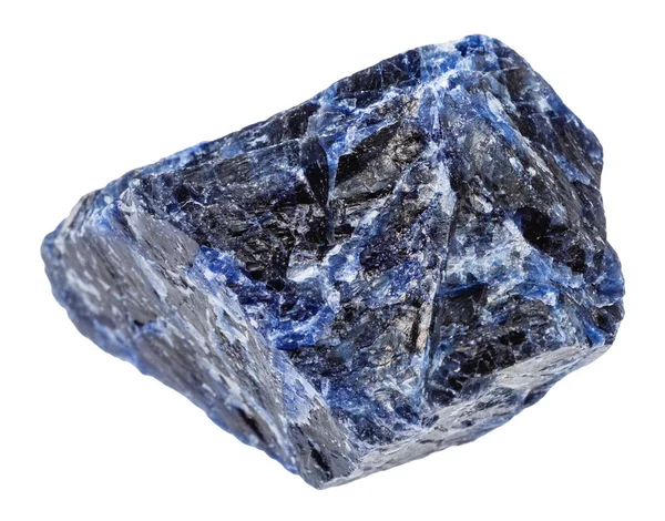 Macro Shooting Natural Rock Specimen Rough Sodalite Gemstone Isolated White — Stock Photo, Image