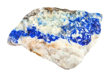 Doğal mineral - kaba Lazurite (Lapis Lazuli) değerli taş Ural Dağları üzerinden beyaz backgroung izole makro çekim