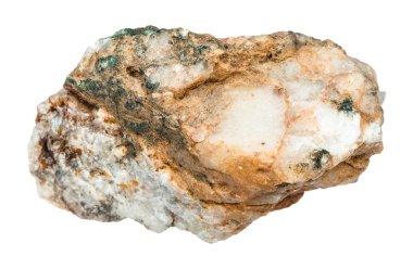 Doğal mineral - kaba albit taş üzerinde beyaz backgroung Ural Dağları üzerinden izole makro çekim