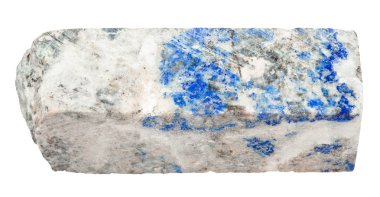 Doğal mineral - rod Lazurite taş Ural Dağları üzerinden beyaz backgroung izole makro çekim