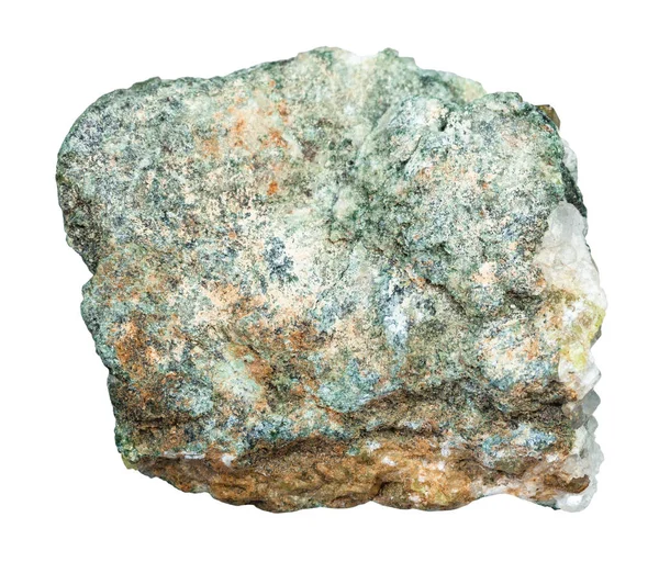 乌拉尔山白背景天然矿物原始绿柱石岩的宏观拍摄 — 图库照片