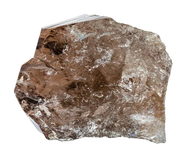 Macro Shooting Natural Mineral Smoky Quartz Stone Isolated White Backgroung — Stock Photo, Image