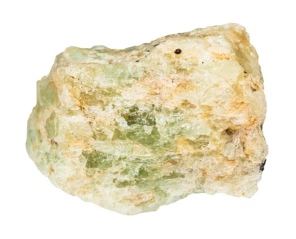 Doğal Mineral Ham Chrysoberyl Yeşil Beryl Kristal Beyaz Backgroung Ural — Stok fotoğraf