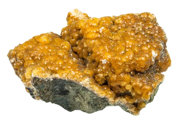Makroaufnahme Von Natürlichem Mineral Zeolithstein Exemplar Isoliert Auf Weißem Hintergrund — Stockfoto