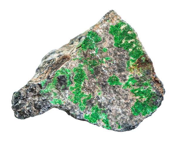 Λήψη Macro Των Φυσικών Ορυκτών Κρύσταλλα Πράσινα Ουβαροβίτη Στην Ακατέργαστη — Φωτογραφία Αρχείου