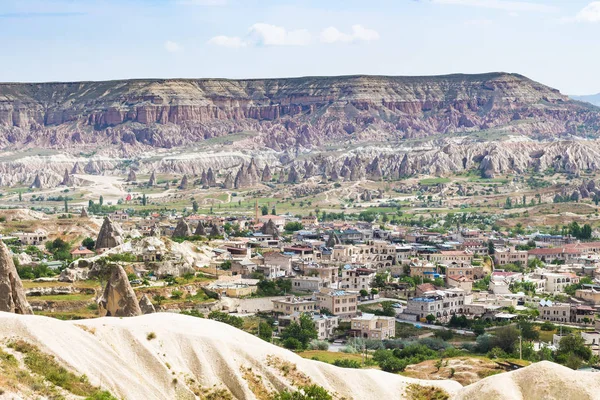 Viaje Para Turquia Vista Acima Cidade Vale Montanha Capadócia Primavera — Fotografia de Stock