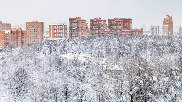 Cityscape Urban Timiryazevskiy Park Residential Houses Moscow City Winter Evening — Stock Photo, Image