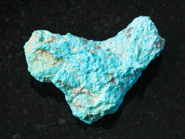 Macro Shooting Natural Rock Specimen Raw Turquoise Gemstone Black Granite — Stock Photo, Image