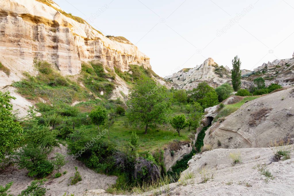 Travel to Turkey - gorge near Goreme town in Cappadocia in spring