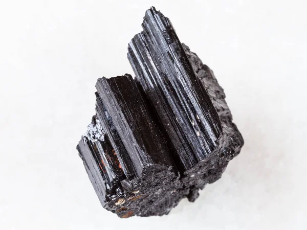 Macrofotografía Del Espécimen Roca Natural Cristal Rugoso Turmalina Negra Schorl — Foto de Stock